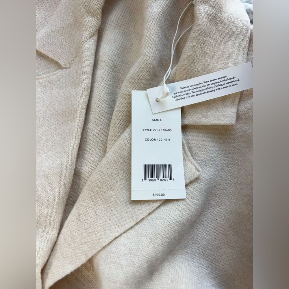 NWT $595 Vince Wool Cashmere Belted Sweater Coat Ivory - Picture 5 of 5